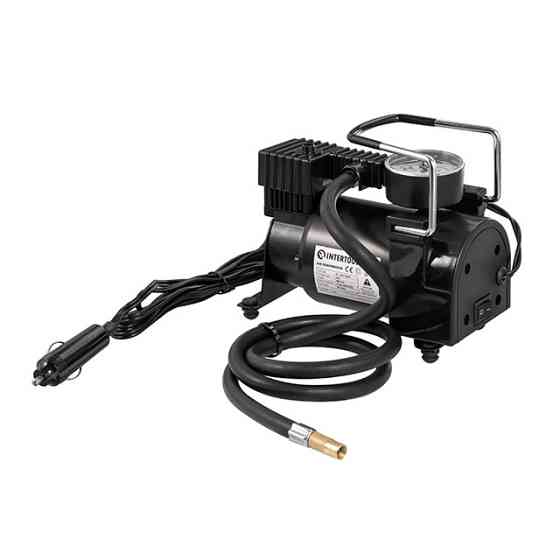 Компресор автомобільний INTERTOOL AC-0004, 12 В, 14 А, циліндр 30 мм, макс. 7 бар, шланг 1 м легкий і функціональний Івано-Франківськ