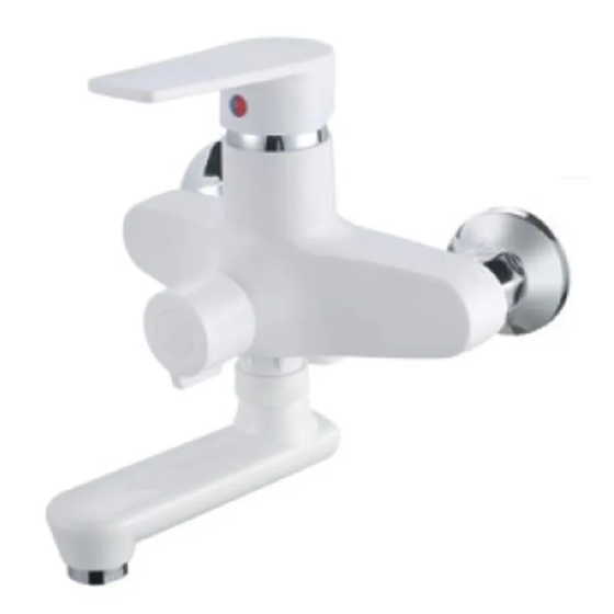 Смеситель для ванной PLAMIX OSCAR-008 EURO SET белый с шлангом, лейкой и кронштейном (PM0698) Харьков