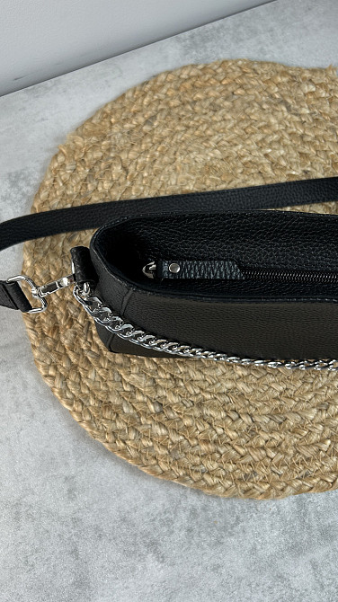 Женская кожаная сумочка, Стильная сумка из натуральной кожи, Маленькая черная сумка на плечеMasterSem Киев - изображение 3