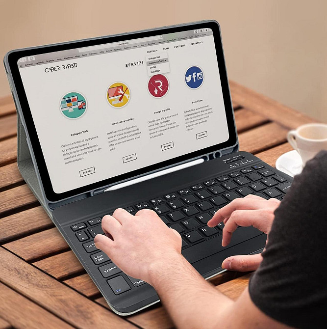 Чехол-клавиатура Samsung Tab S6 Lite P610/P615 черный съемная Bluetooth QWERTZ держатель пера защитный кейс Киев - изображение 4