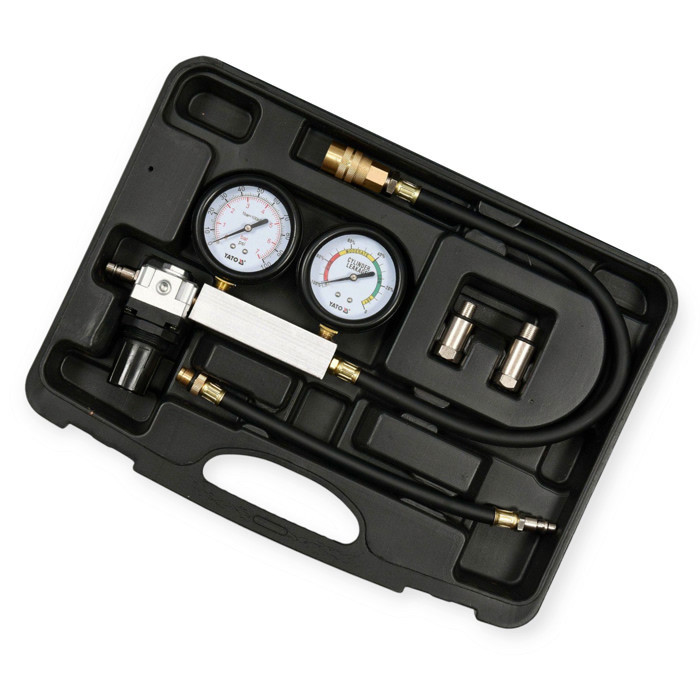 Тестер герметичності циліндрів 2 манометри, 7 бар, індикатор витоку, перехідники Yato Мукачево - фото 1