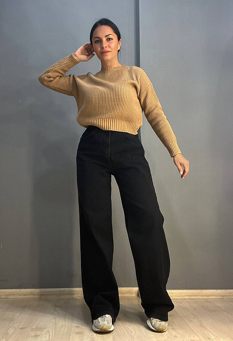 Джинсы женские Bella 4511 увеличенные размеры палаццо равны от бедра стрейчевые, черный, 44, 44, 90  Одесса - изображение 5