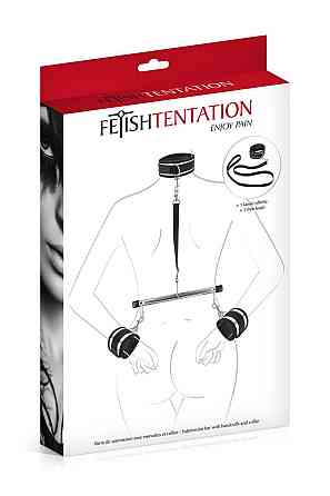 Фіксатор для рук і шиї з повідцем Fetish Tentation Submission bar with handcuffs and collar Sex Aura Київ