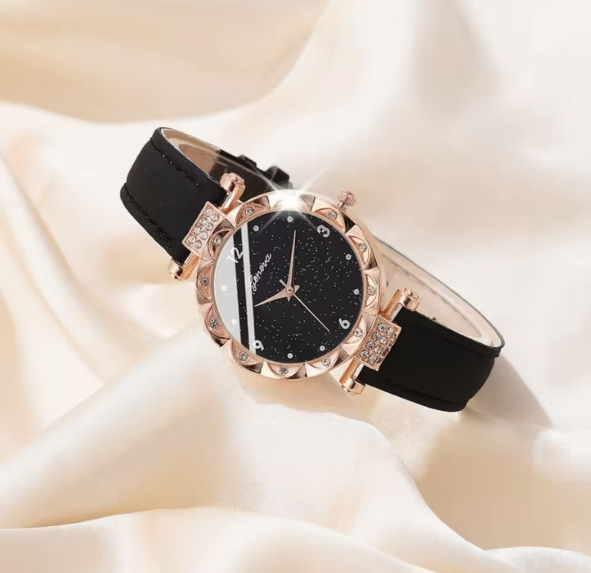 Подарочный набор для женщин наручные часы браслет кольцо ожерелье и серьги без подарочной коробки черный Киев - изображение 3