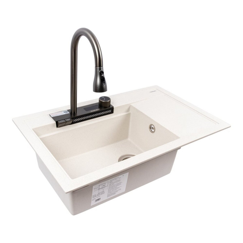 VALESO Гранітна мийка VALESO ATRUM 7950 матова Біла в крапку Київ - фото 5