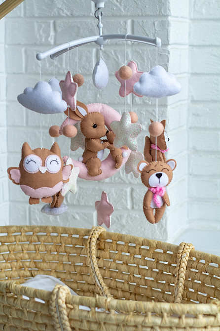 Дитячий музичний мобіль на ліжечко для немовлят WooolyWool «Ніжність» для дівчинки з 35 мелодіями Київ - фото 10