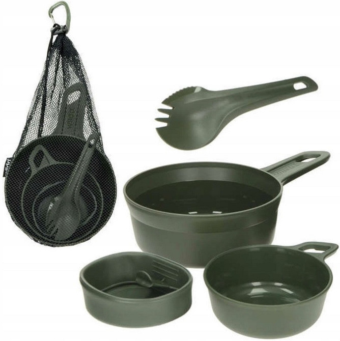 Туристичний Набір Посуди на 1 персону з 4 частин + карабін Wildo "Adventurer Travel" (14673101) Olive Нововолинськ - фото 1