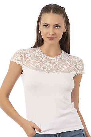 Футболка Ozkan з прозорим верхом, біл, чорн — Viscose 4XL Київ