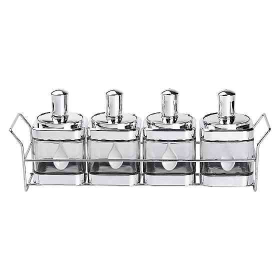 Набір банок для сипучих продуктів 4 штуки 350 мл скляні на підставці HP-1340 Київ