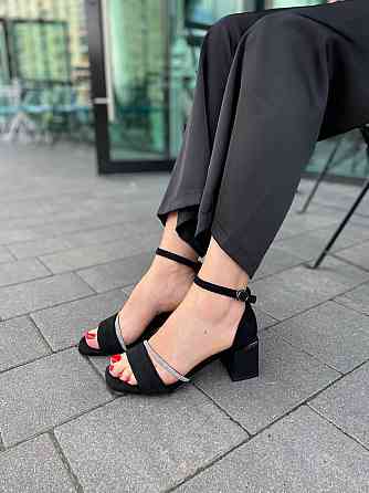 Meideli Чорні босоніжки жіночі літні на підборах молодіжні з еко-замші MEIDELI H008H-16 р. 36-4 Коломия