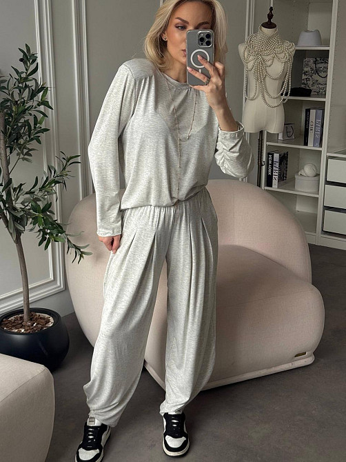 Жіночий стильний в'язаний костюм двійка щільна турецька віскоза Меланж Одеса - фото 13