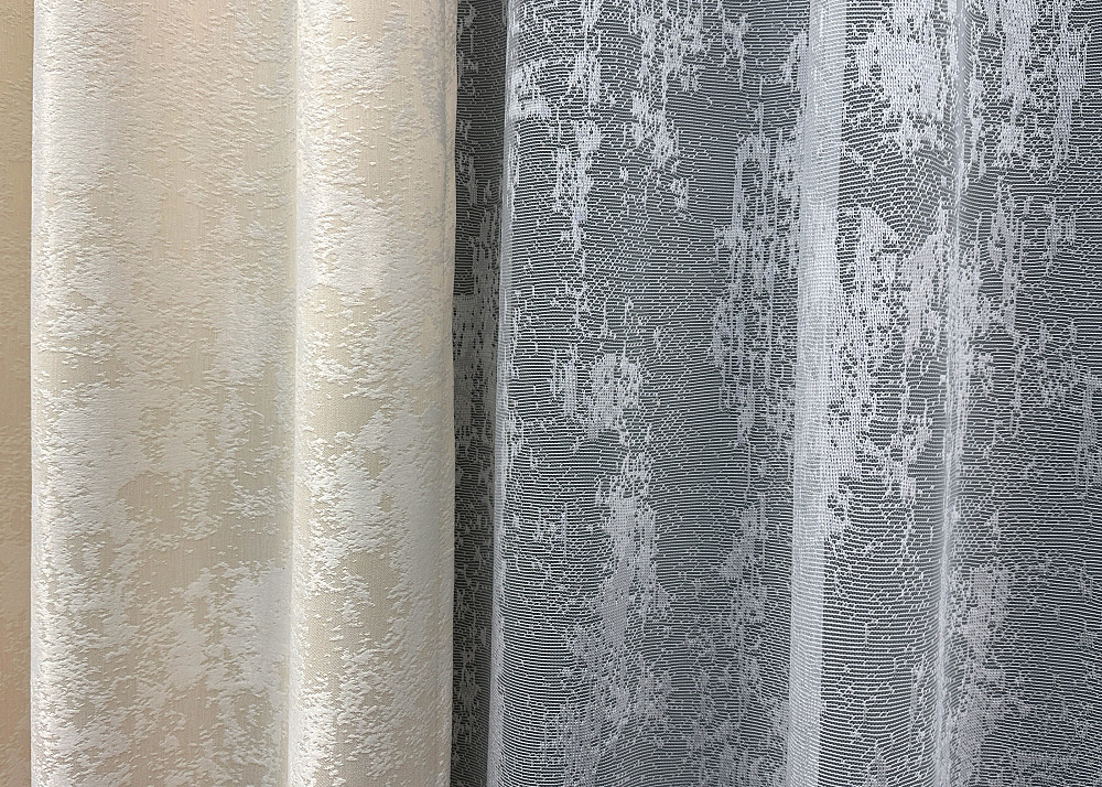 Комплект штор VR-Textil Жакард Мармур 200х270 2шт і Тюль 600х270 1763ш-1400т Молочний з білим 71-021/7 Київ - фото 6