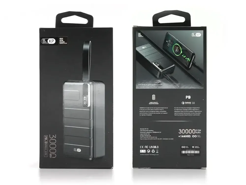 Зовнішній акумулятор KP KP-32 30000мАг 22,5Вт з підтримкою швидкого заряджання та двома USB-виходами Одеса - фото 10
