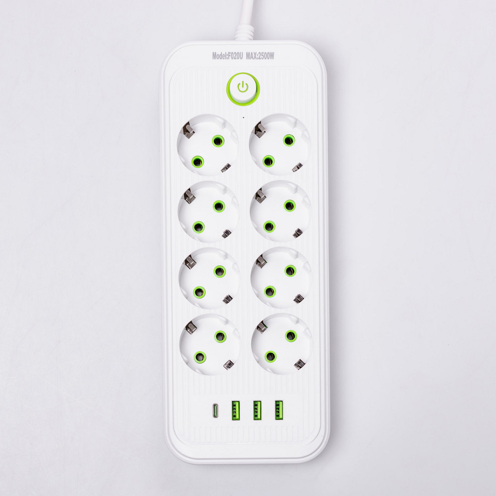 Yiwu Мережевий фільтр 2.8 м подовжувач на 8 розеток з 3 USB 1 Type-C та кнопкою відключення F20 Коломия - фото 3