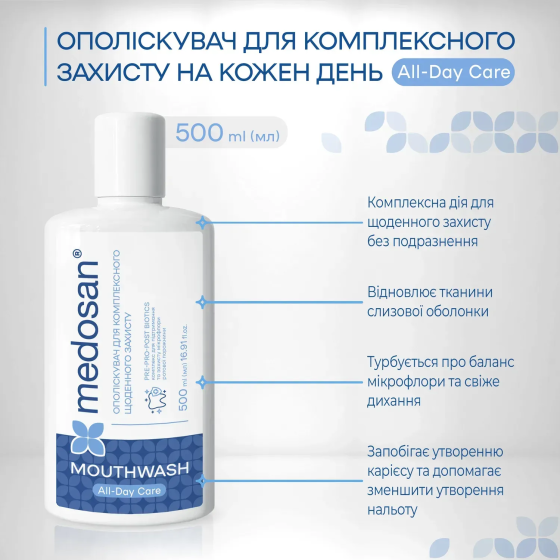Ополіскувач для комплексного щоденного захисту All-Day Care Medosan 500 мл Київ