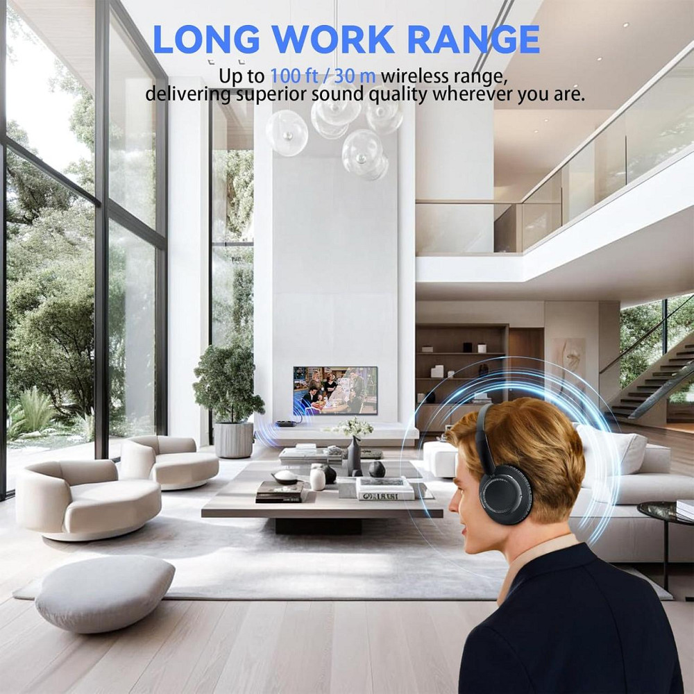 Наушники беспроводные накладные для телевизора с базой-трансмиттером, Bluetooth, гарнитура для просмотра ТВ Киев - изображение 5