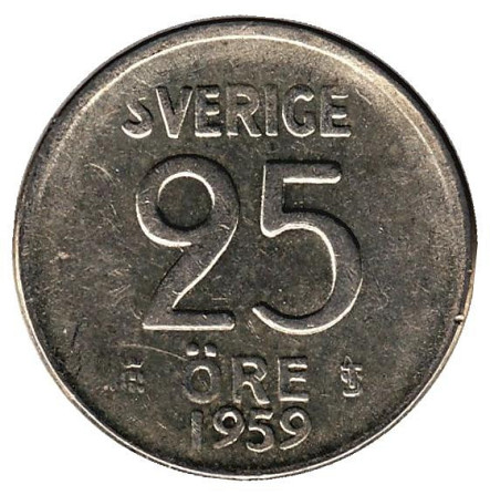 Швеція 25 ере 1959 рік (срібло) Полтава - фото 1