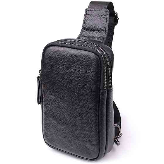 Небольшая слинг сумка для мужчин из натуральной кожи Черный (Vintage) Киев