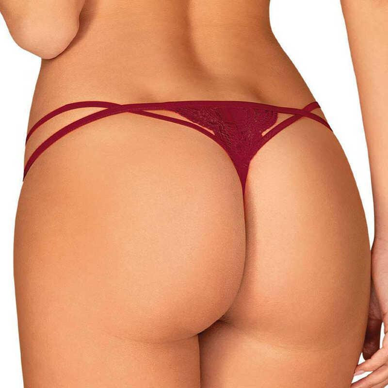 Трусики мереживні стрінги Obsessive Ivetta, червоний, L/XL Sex Aura Київ - фото 2