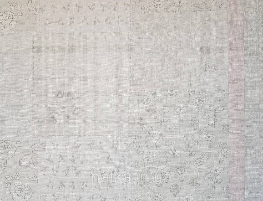 Шпалери вініл на флізеліні A.S.Creation Maison charme 0.53x10 прованс під плитку квіти смуги сірі білі Київ - фото 3