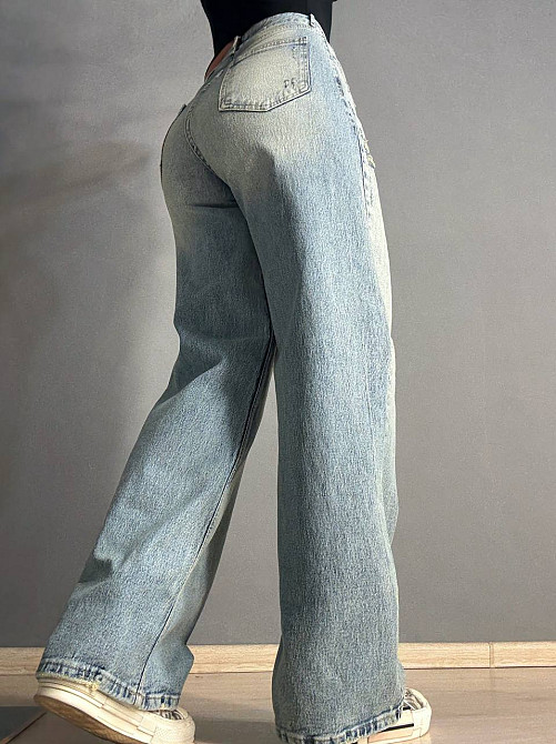 Джинси жіночі I8 51777 широкі скейтер baggy з потертостями блакитні , блакитний, 27, 27, 74 см, 106 см Київ - фото 2