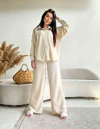 Женский стильный привлекательный костюм американский креп Бежевый, 44/46 Одесса