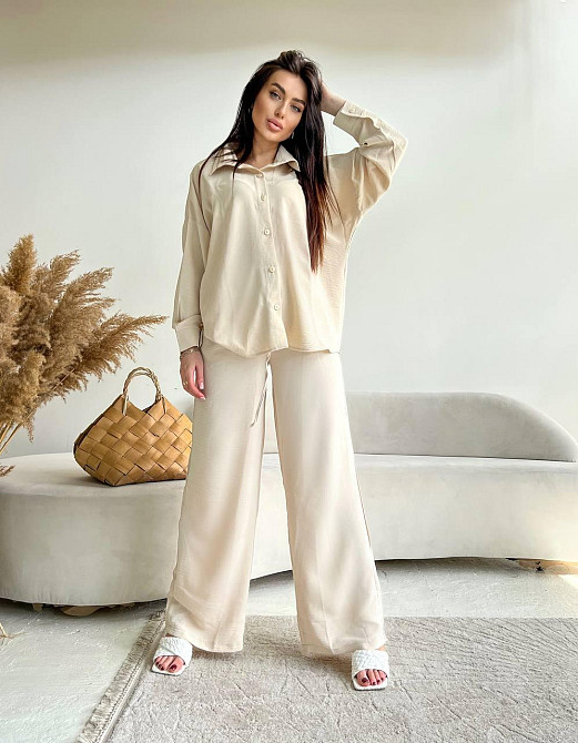 Женский стильный привлекательный костюм американский креп Бежевый, 44/46 Одесса - изображение 5