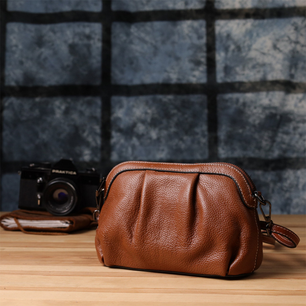 Жіноча сумка з драпіруванням з натуральної шкіри Vintage 22895 Київ - фото 8