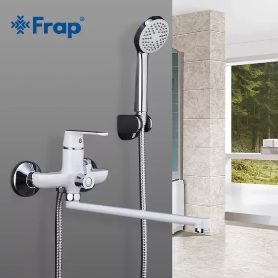 Змішувач для ванни з душовим гарнітуром Frap F2231 білий/хром Київ