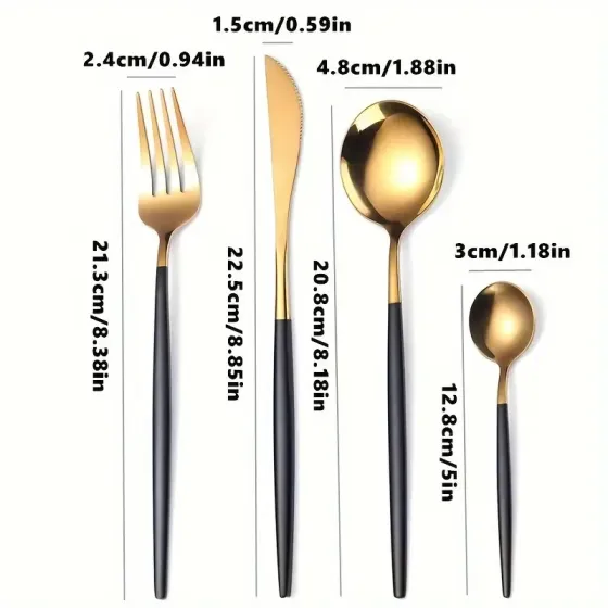 Премиум набор столовых приборов 24 предмета, золотой и черный Киев