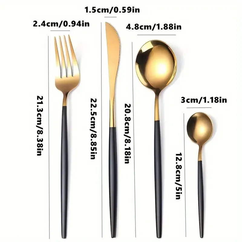 Набір столових приборів 24 предмети, золото-чорний Київ - фото 2