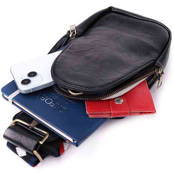 Жіночий слінг сумка через плече з екошкіри Vintage sale_15117 Чорний Київ