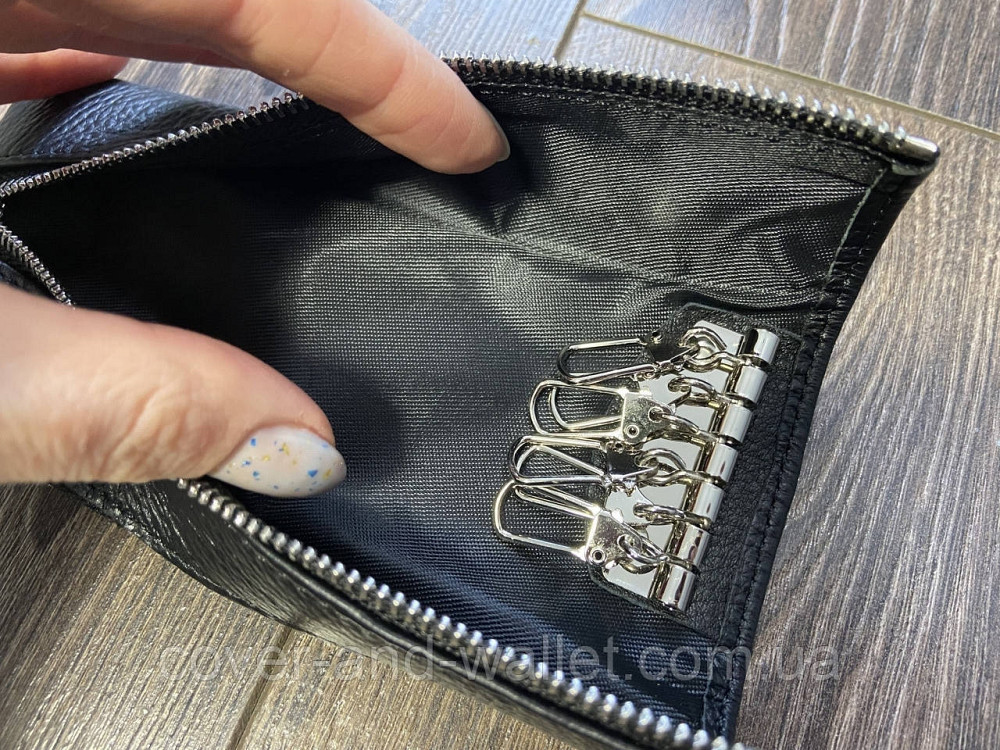 Длинная кожаная ключница на молнии с карабинами под каждый ключ Helen Verde 017-1 Киев - изображение 2