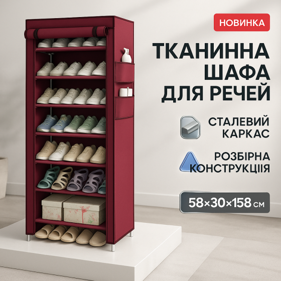 Удобный тканевый шкаф для дачи, Шкаф складной тканевый с металлическими полками Органайзер в JH-23 Львов