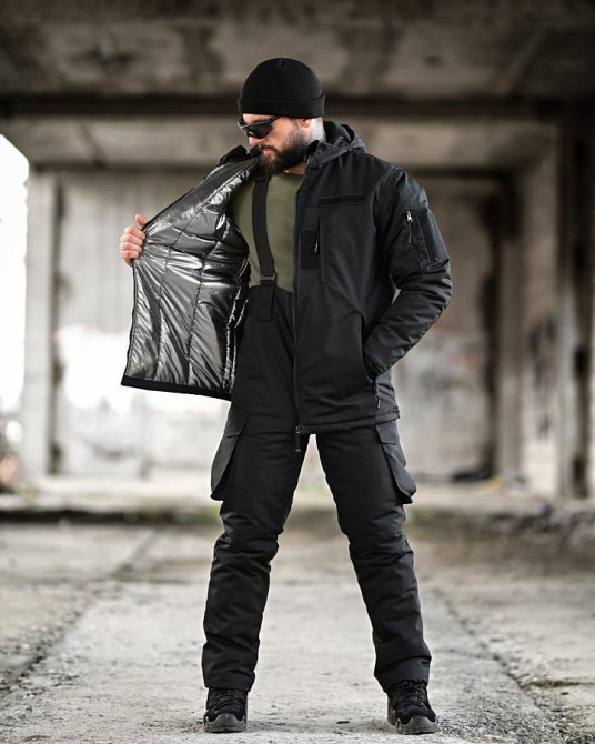 Зимний тактический костюм NORTHERN черный ТР6563 Одесса - изображение 11