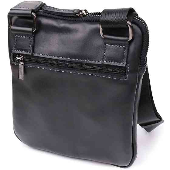 Стильна та практична чоловіча сумка на плече з натуральної гладкої шкіри Shvigel 23153 Чорний Київ