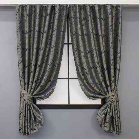 Комплект коротких штор VR-Textil Жаккард Magic № 1612ш Синий с бежевый 145х170 см 2 шт (35-0252) Киев