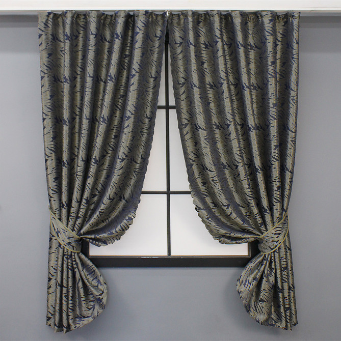 Комплект коротких штор VR-Textil Жакард Magic № 1612ш Синій з бежевий 145х170 см 2 шт (35-0252) Київ - фото 1