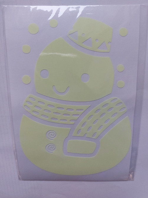 Новорічна наклейка на вікно Сніговик 15 на 10 см салатовий Київ - фото 3