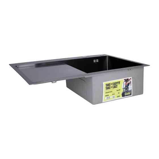 Мойка для кухни с нержавеющей стали интегрированная Lidz Handmade H7849BL Brushed Black PVD (3/1мм) черная Киев