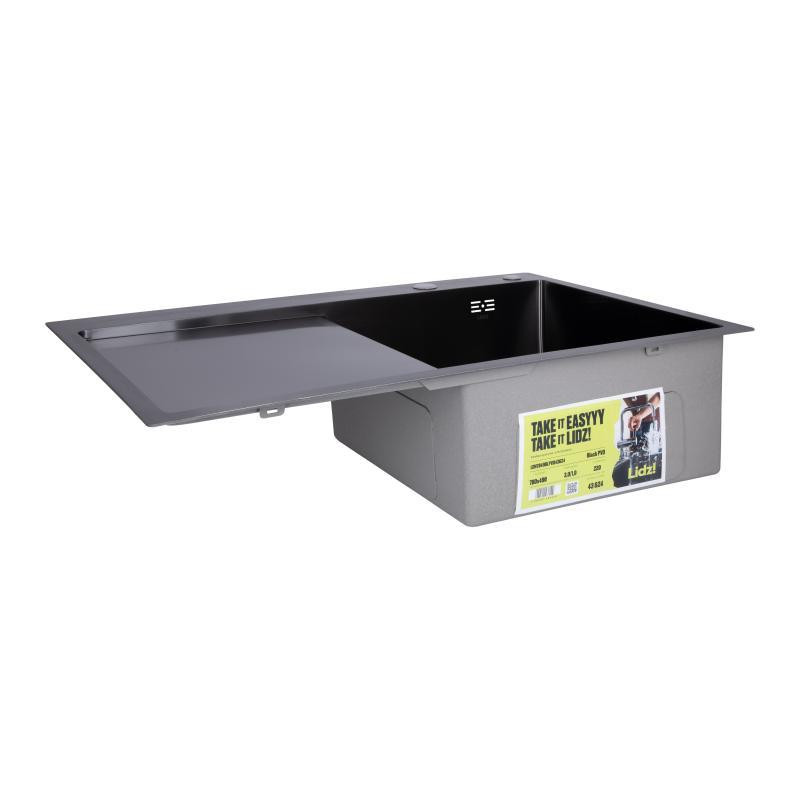 Мойка для кухни с нержавеющей стали интегрированная Lidz Handmade H7849BL Brushed Black PVD (3/1мм) черная Киев - изображение 3