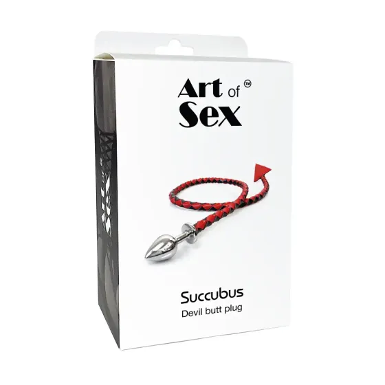 Металева анальна пробка L з диявольським хвостом Art of Sex - Succubus, екошкіра, чорний Львів