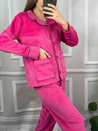 Костюм з плюшевого велюру на ґудзиках із двома кишенями Малиновий XL Харків