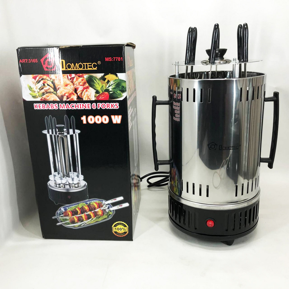 Шашличниця електрична Domotec MS-7781 на 6 шампурів 1000Вт вертикальна з нержавіючої сталі YZ-28 Івано-Франківськ - фото 10