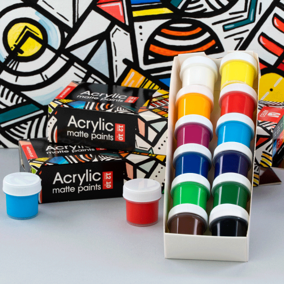 Набір акрилових фарб Geometric матовий 12×10мл Arteo Київ
