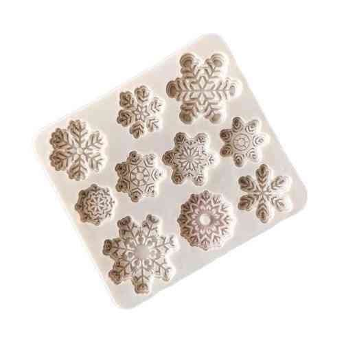 Молд силиконовый Снежинки 78 на 88 мм бежевый Киев