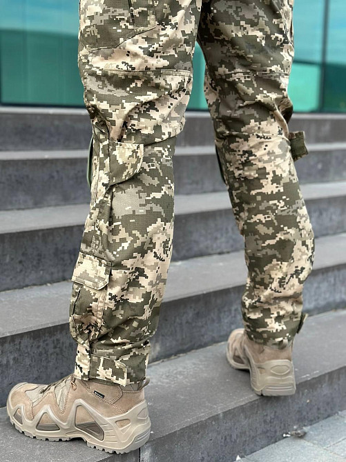 Армійські чоловічі літні посилені штани штурмові піксель ,тактичні штани ріп стоп з наколінниками і липучками під коліно Львів - фото 2