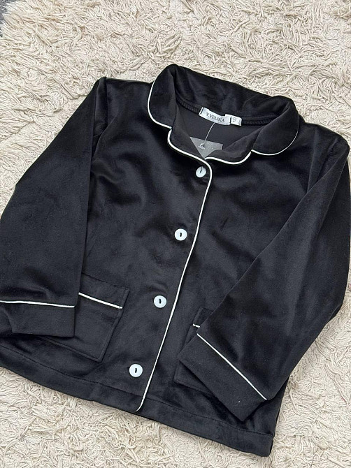 Дитяча велюрова тепла піжама дві кишені Чорний 134-140 Харків - фото 3