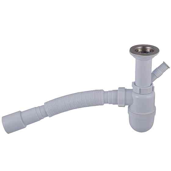 Сифон OPTIMUM11/2″*40 з литим випуском, відведенням для пральної машини та гофротрубою 40*40/50 OPTI-13043 (000029680) Київ