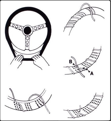 Обплетення на кермо чорна перфорована зі шнурком Вінниця - фото 1